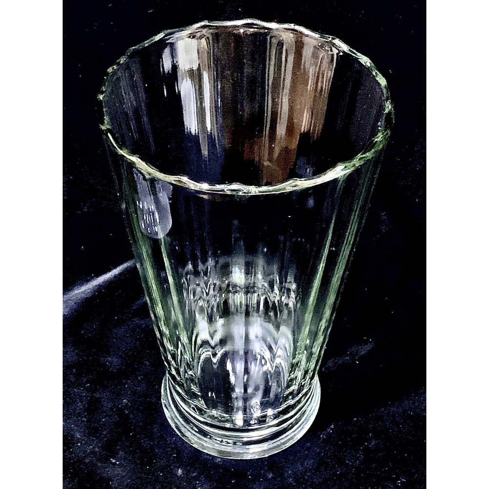 Vtg Anchor Hocking Clear Glass Ribbed Scalloped Design Vase Excellent Video